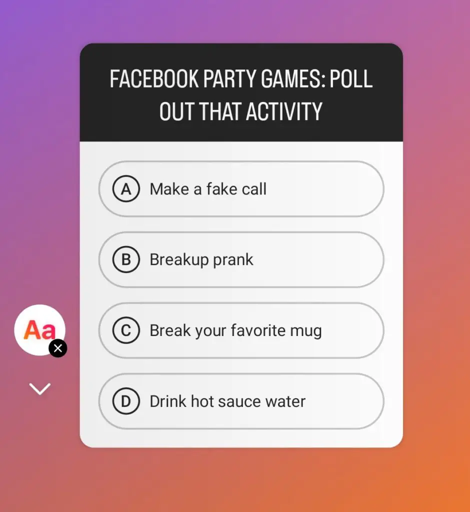 Facebook party games: Poll out that activity 