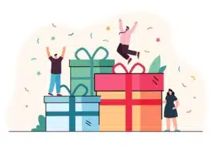 Gifts giving experience and happy people