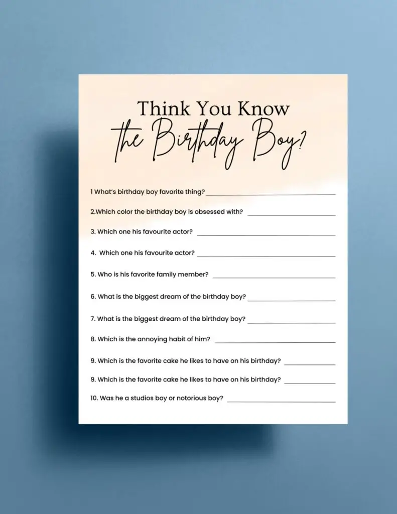 how well do you know birthday boy printable