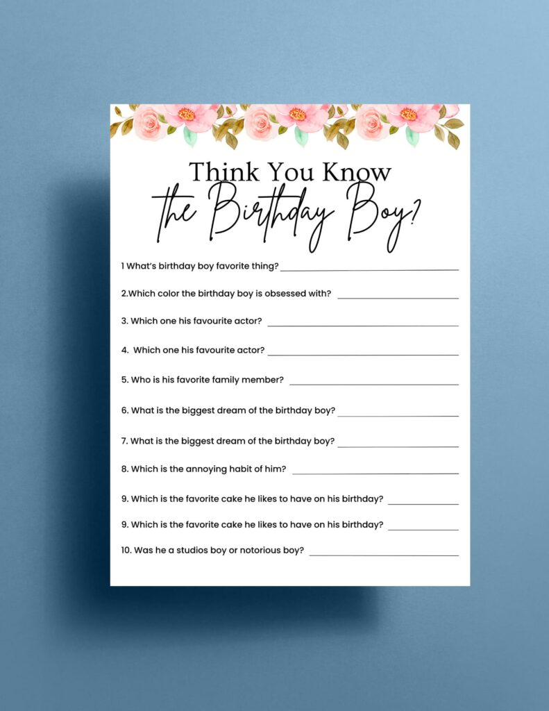 how well do you know birthday boy printable