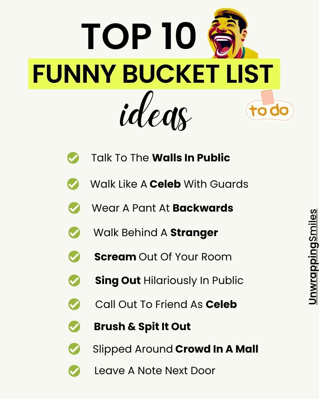 top 10 funny bucket list ideas